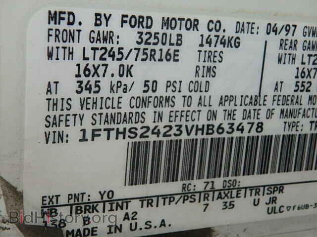 1997 FORD ECONOLINE - VIN: 1FTHS2423VHB63478 - Фото 9