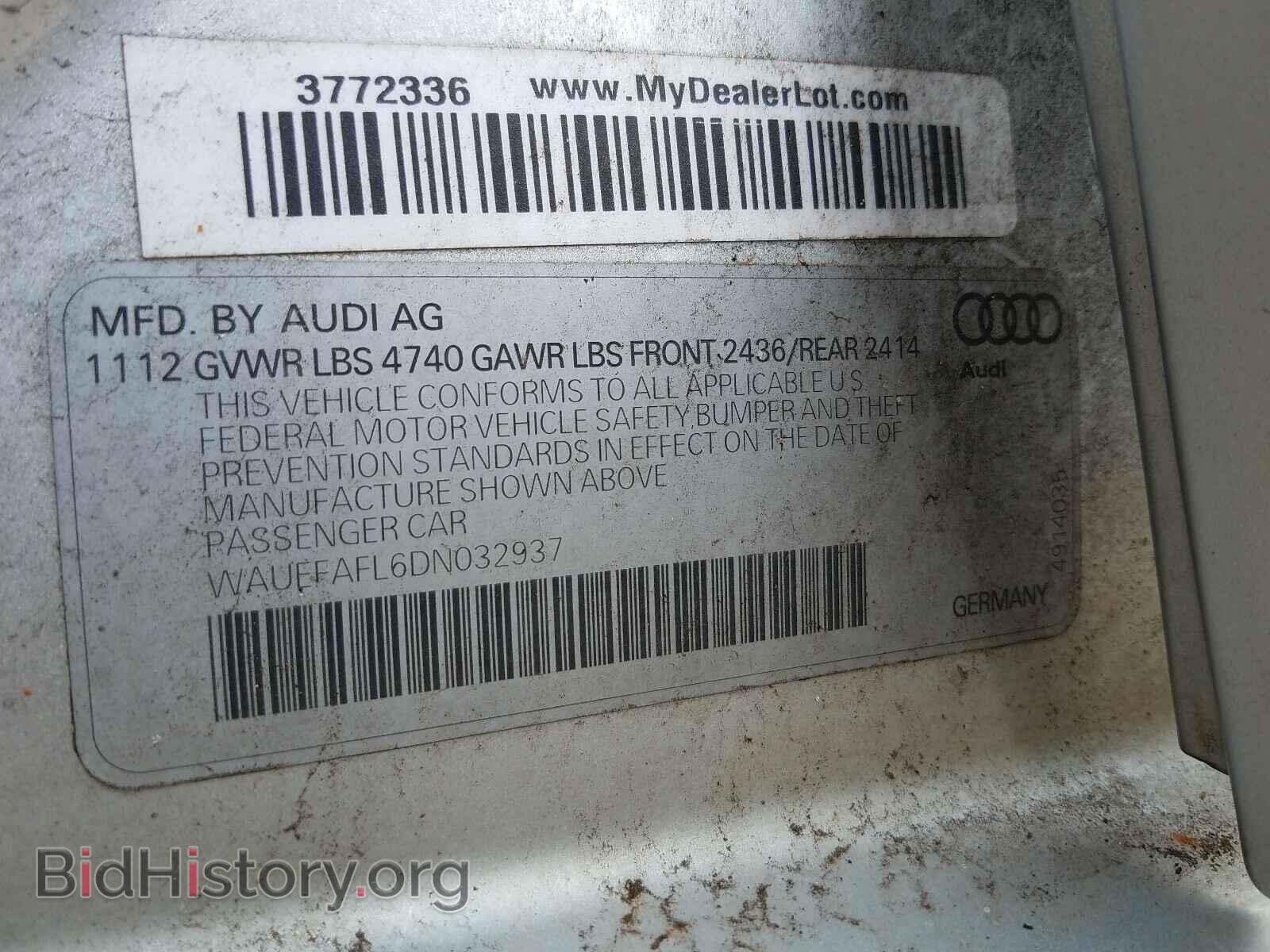 2013 AUDI A4 - VIN: WAUEFAFL6DN032937 - Фото 10