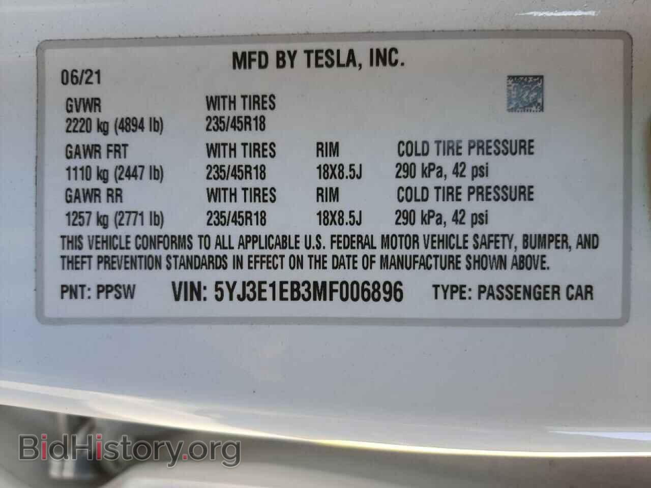 2021 TESLA MODEL 3 - VIN: 5YJ3E1EB3MF006896 - Photo 10