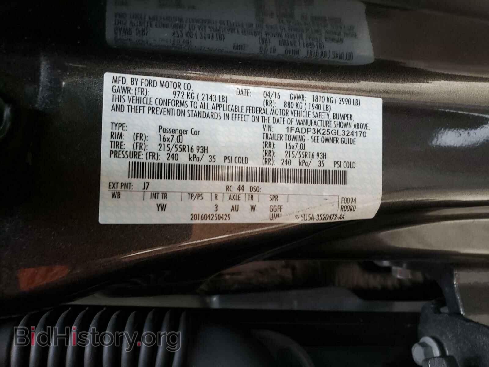 2016 FORD FOCUS - VIN: 1FADP3K25GL324170 - Фото 10