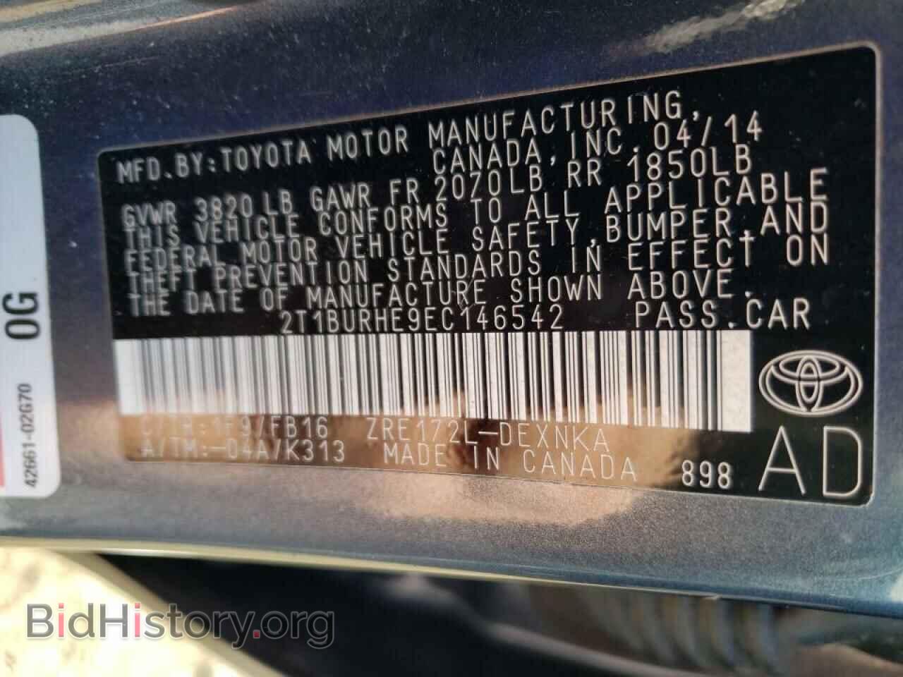 2014 TOYOTA COROLLA - VIN: 2T1BURHE9EC146542 - Фото 10