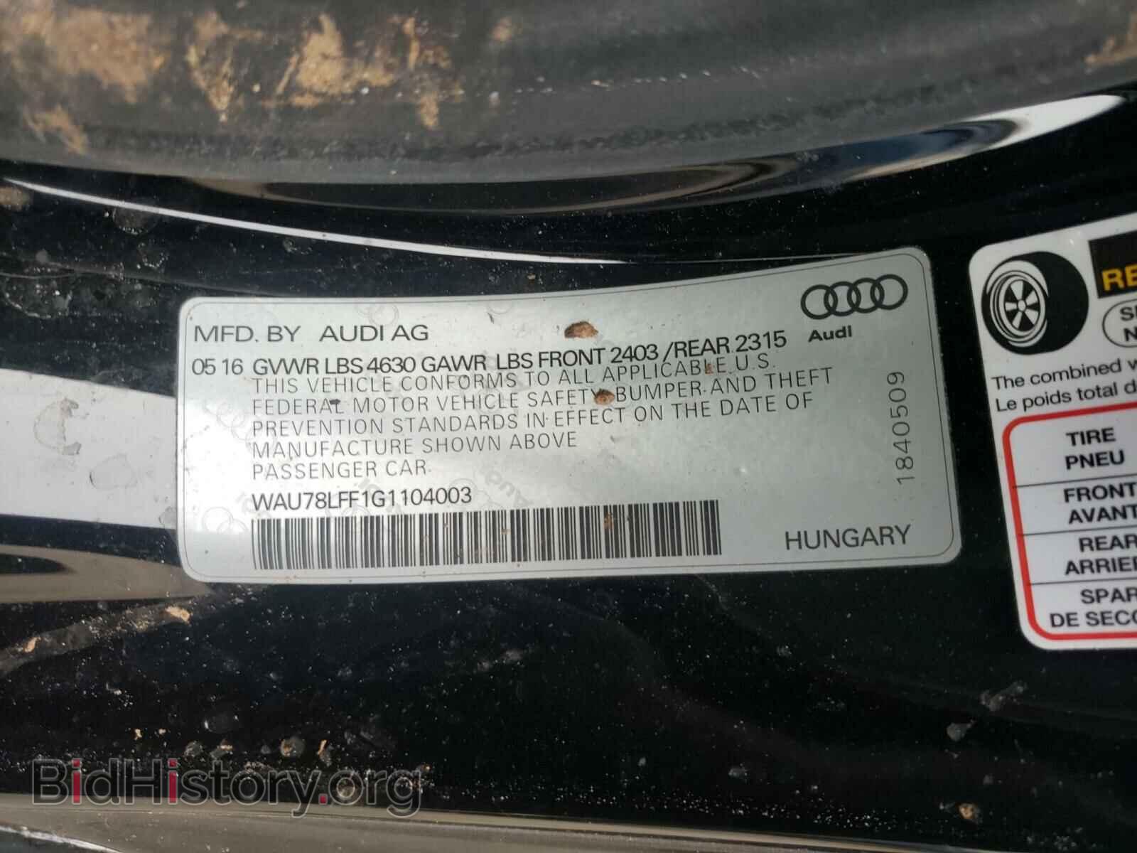 2016 AUDI A3 - VIN: WAU78LFF1G1104003 - Фото 10