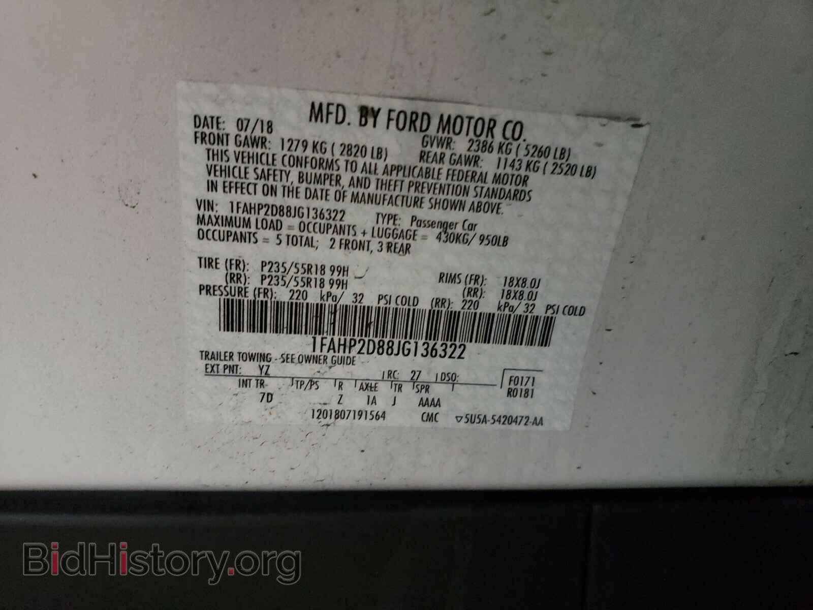 2018 FORD TAURUS - VIN: 1FAHP2D88JG136322 - Фото 10