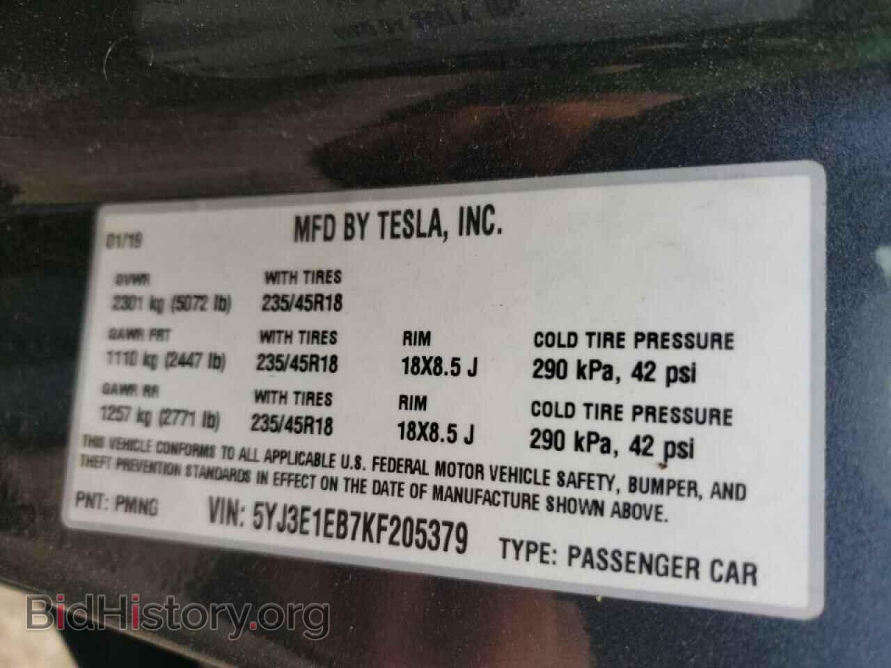 2019 TESLA MODEL 3 - VIN: 5YJ3E1EB7KF205379 - Photo 10