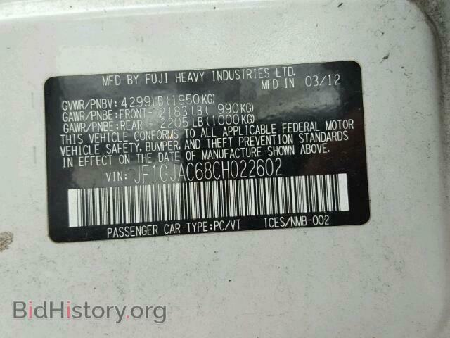 2012 SUBARU IMPREZA - VIN: JF1GJAC68CH022602 - Фото 10