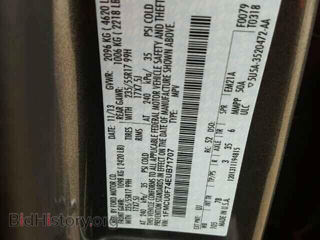 2014 FORD ESCAPE - VIN: 1FMCU0F74EUB71707 - Фото 10