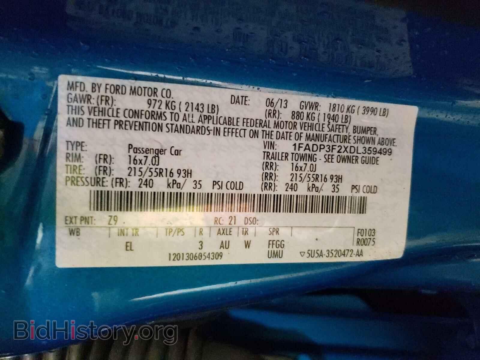 2013 FORD FOCUS - VIN: 1FADP3F2XDL359499 - Фото 9