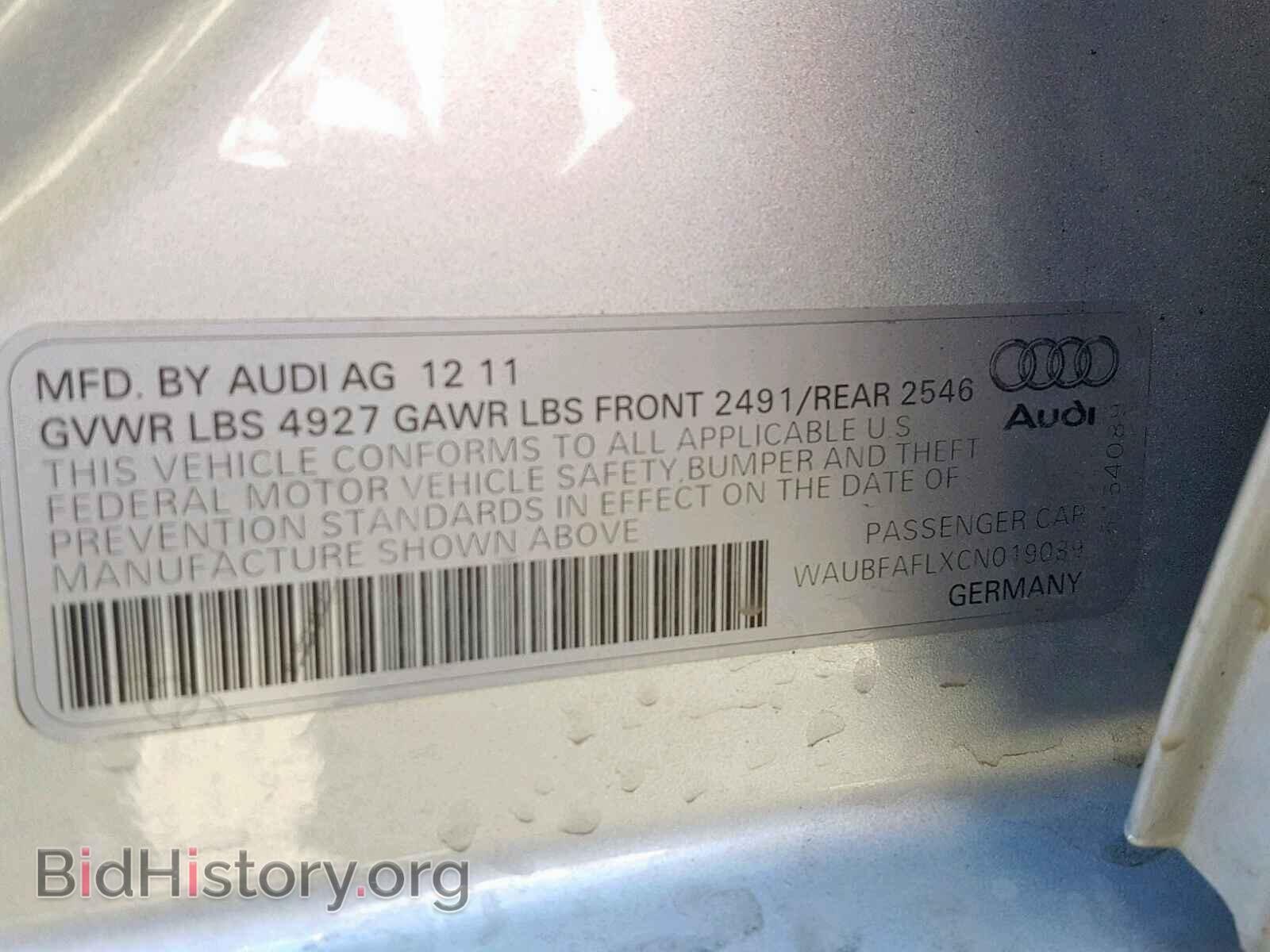 2012 AUDI A4 - VIN: WAUBFAFLXCN019089 - Фото 10