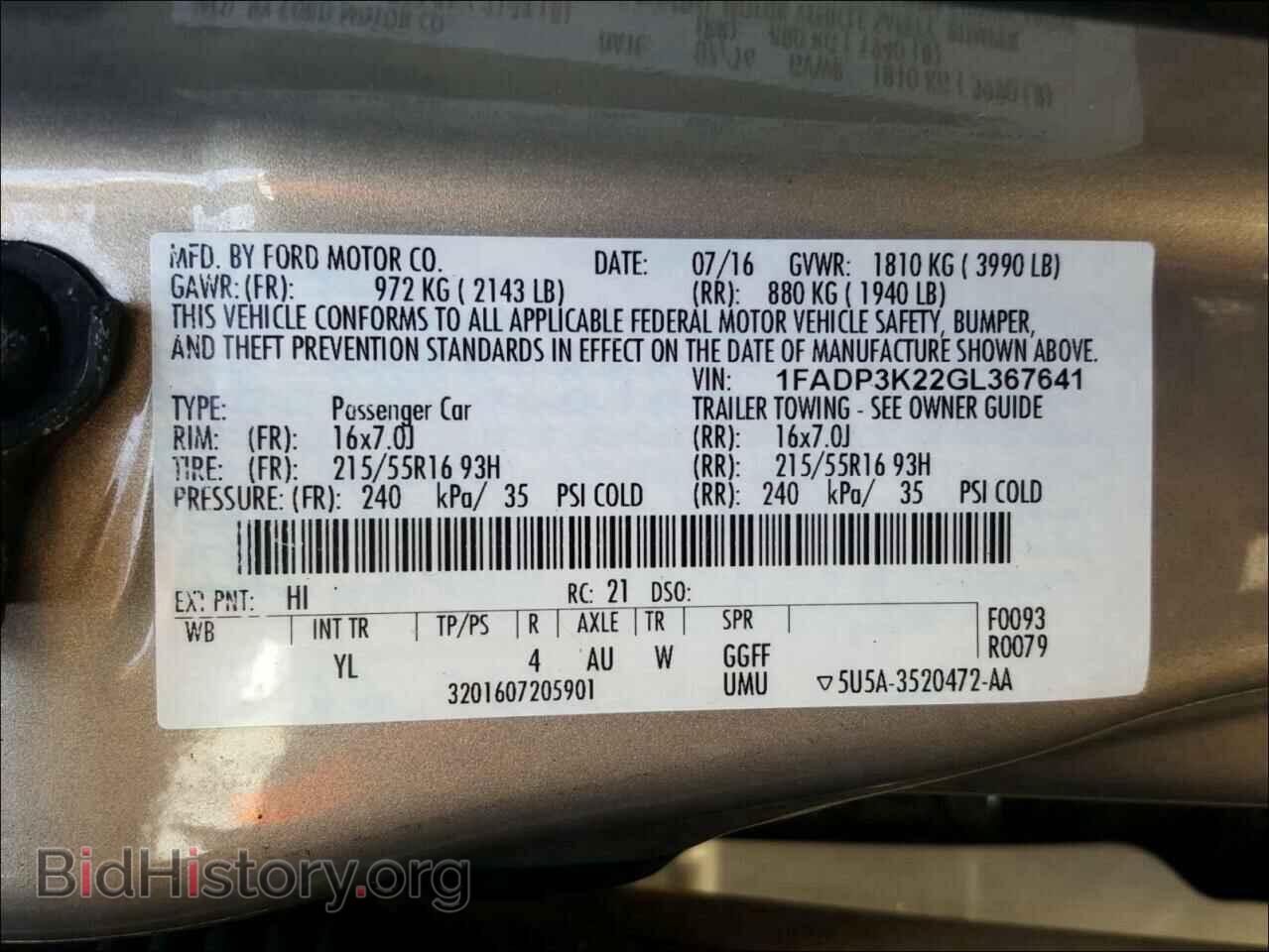 2016 FORD FOCUS - VIN: 1FADP3K22GL367641 - Photo 10