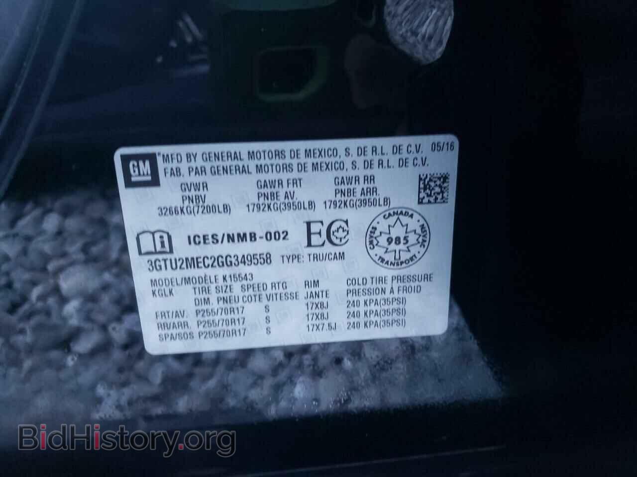 2016 GMC SIERRA - VIN: 3GTU2MEC2GG349558 - Фото 10