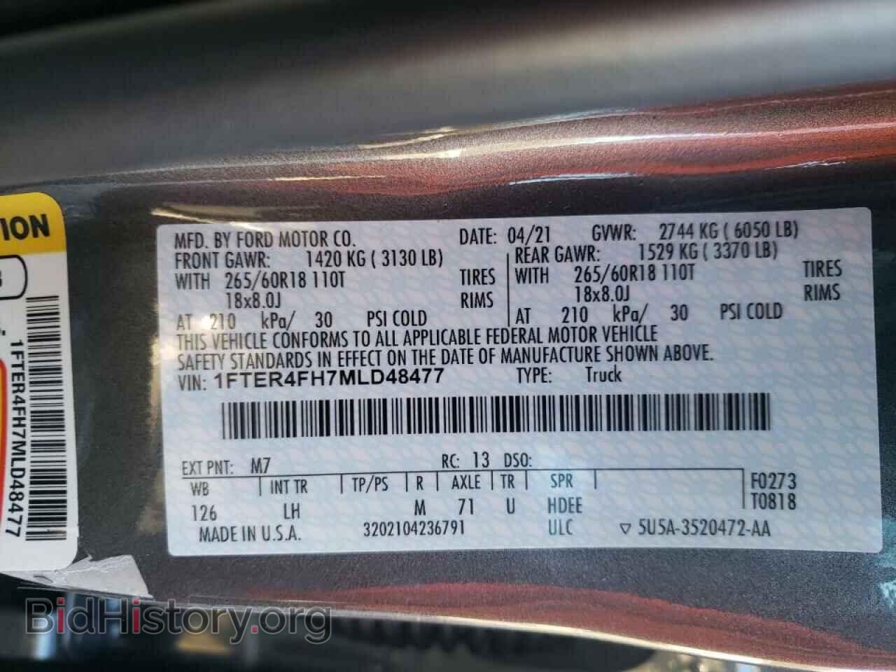 2021 FORD RANGER - VIN: 1FTER4FH7MLD48477 - Фото 10