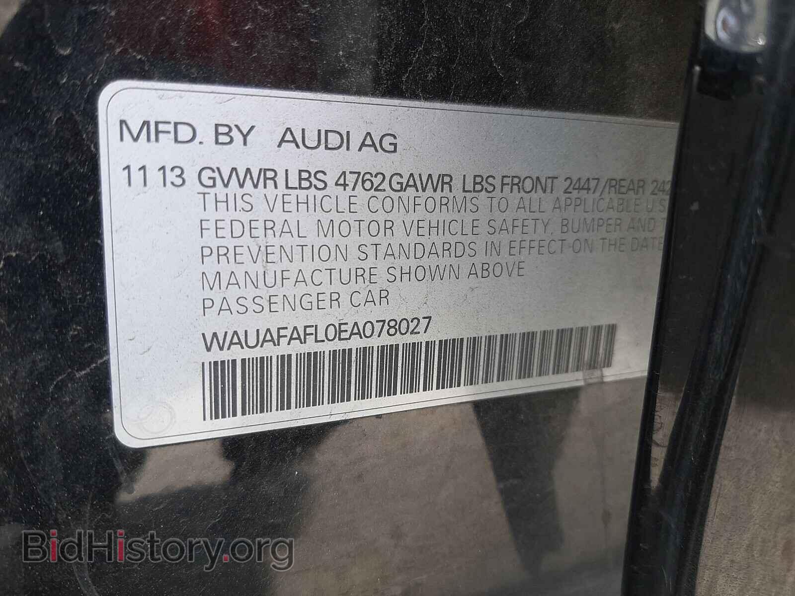 2014 AUDI A4 - VIN: WAUAFAFL0EA078027 - Фото 10