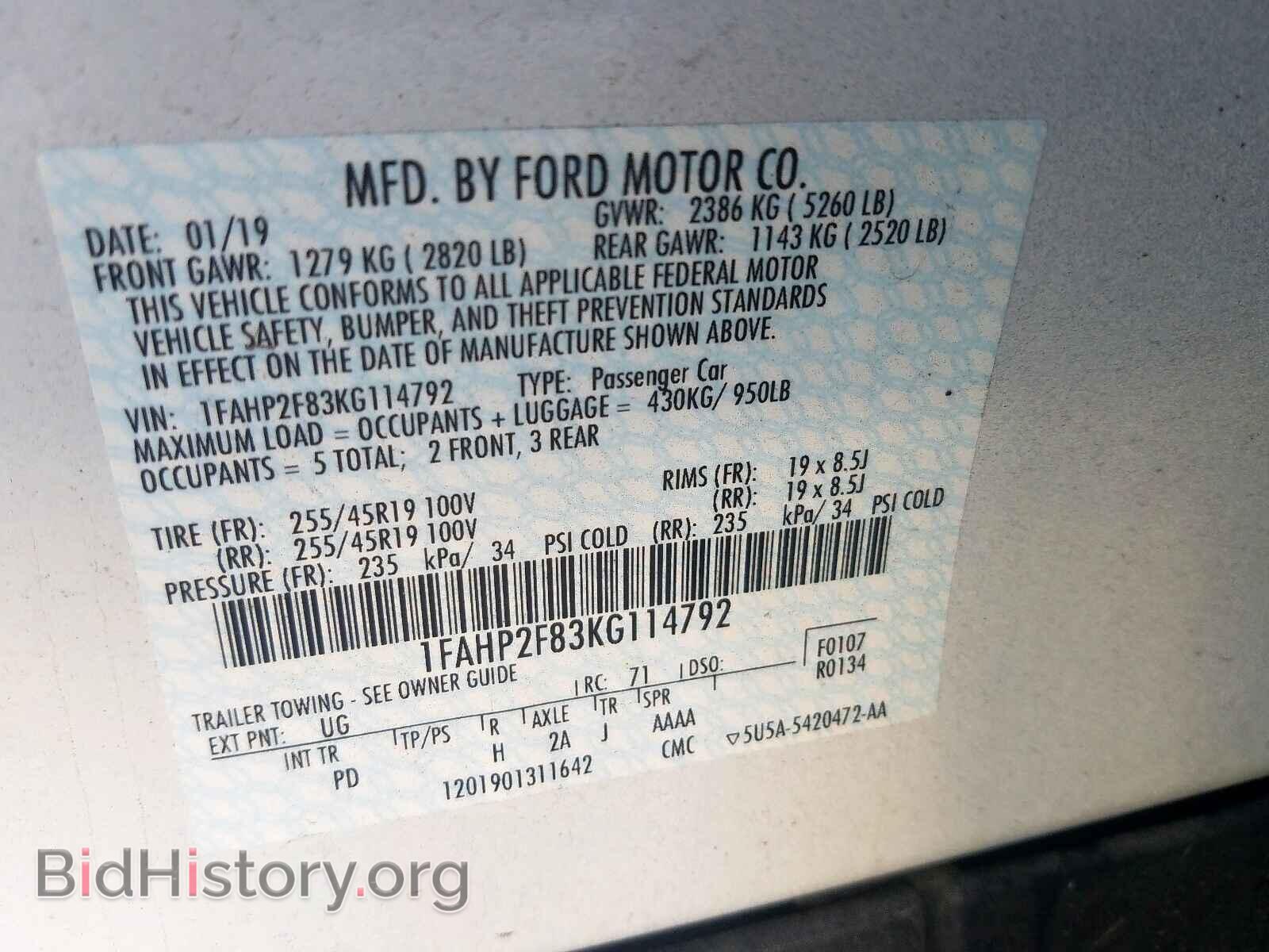 2019 FORD TAURUS - VIN: 1FAHP2F83KG114792 - Photo 10
