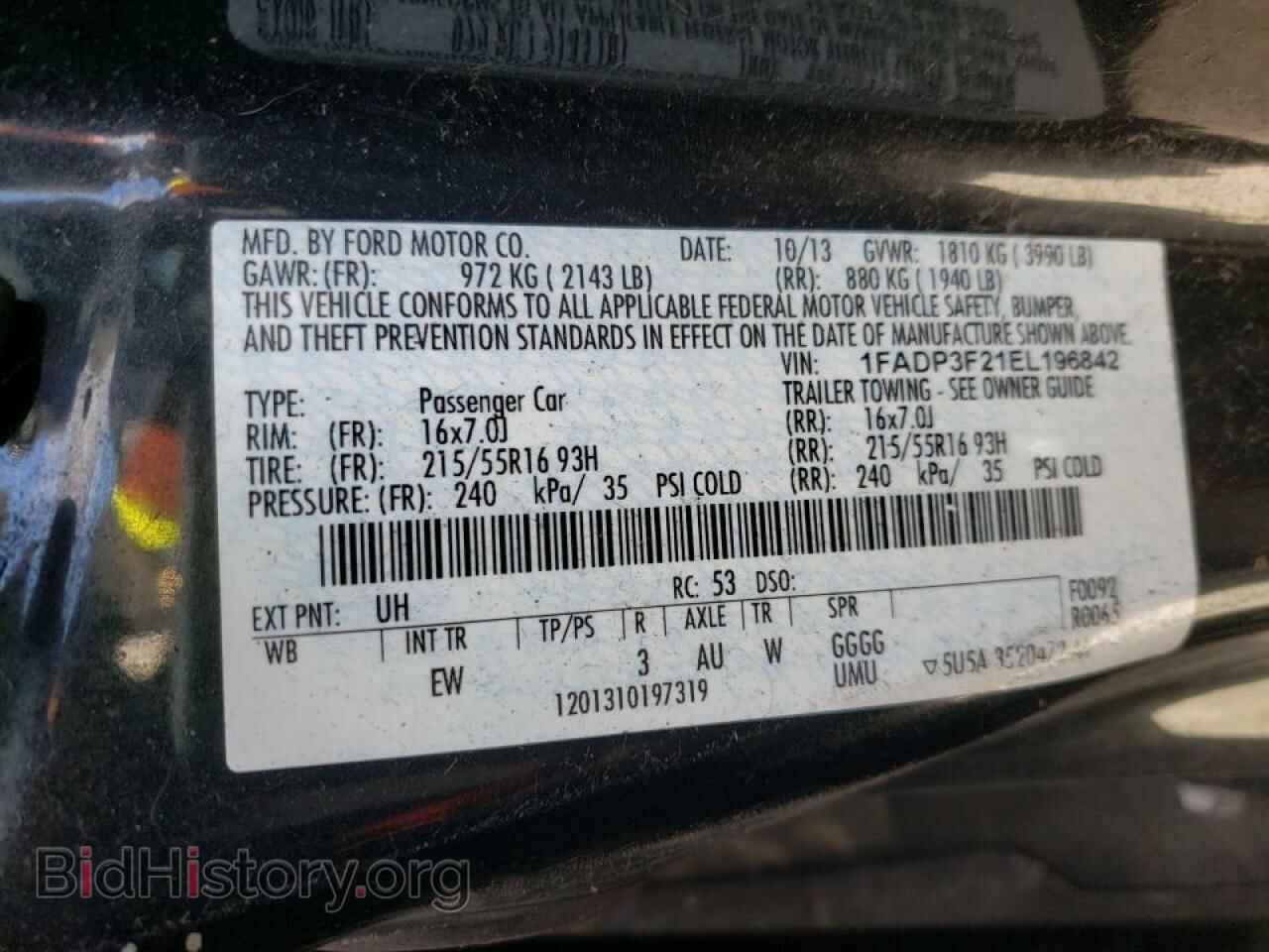 2014 FORD FOCUS - VIN: 1FADP3F21EL196842 - Фото 10