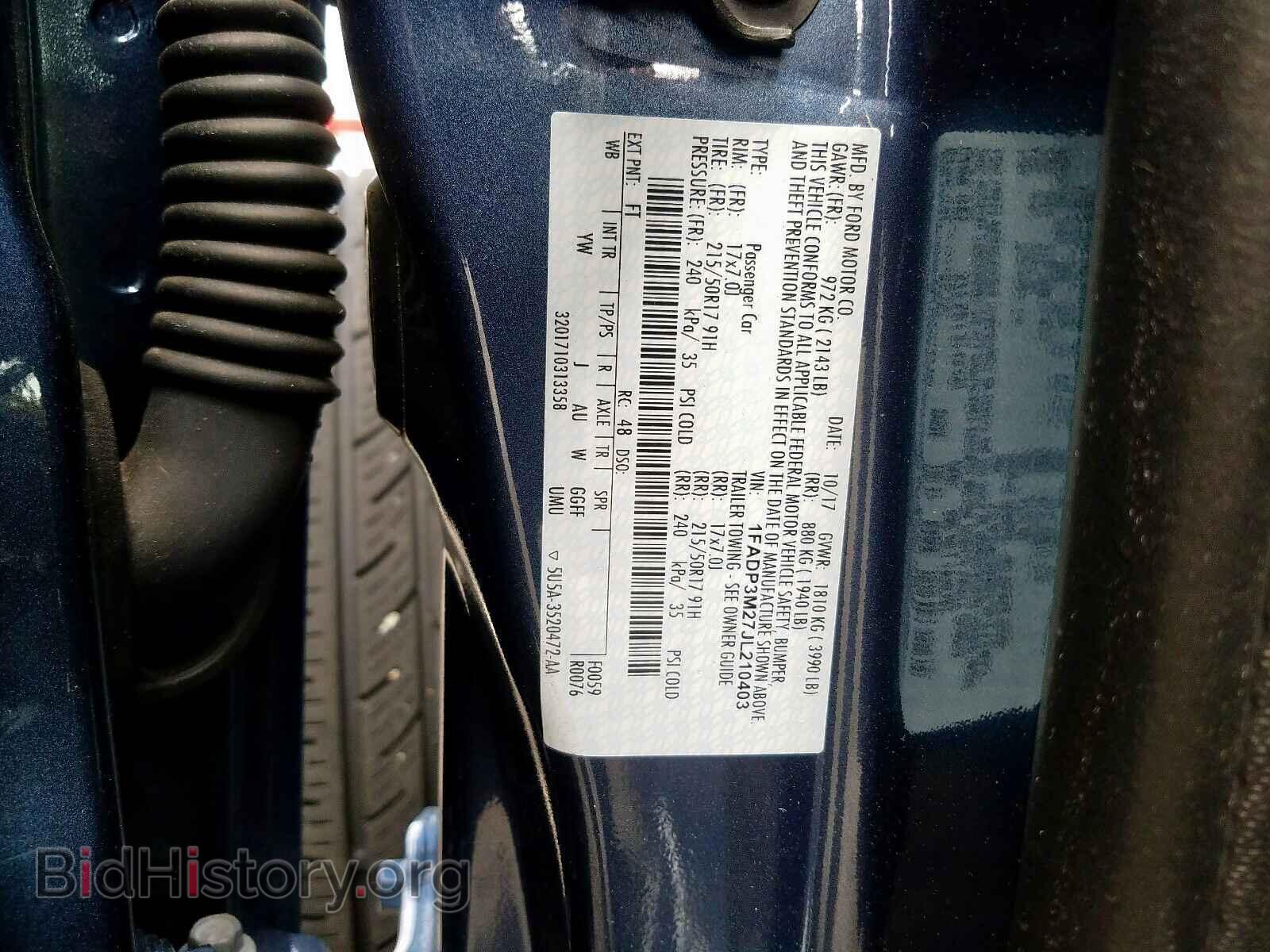 2018 FORD FOCUS - VIN: 1FADP3M27JL210403 - Фото 10