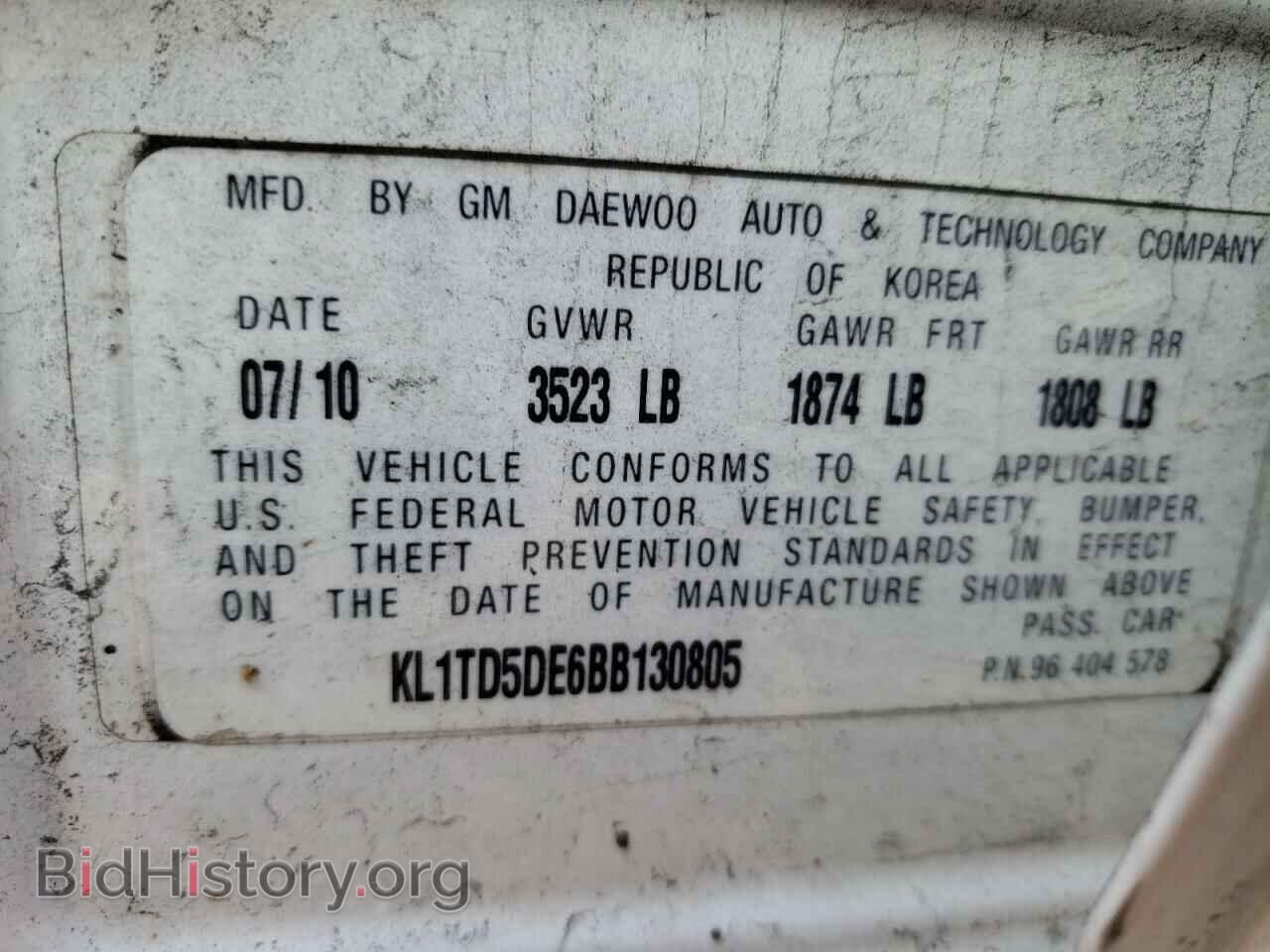 2011 CHEVROLET AVEO - VIN: KL1TD5DE6BB130805 - Фото 10