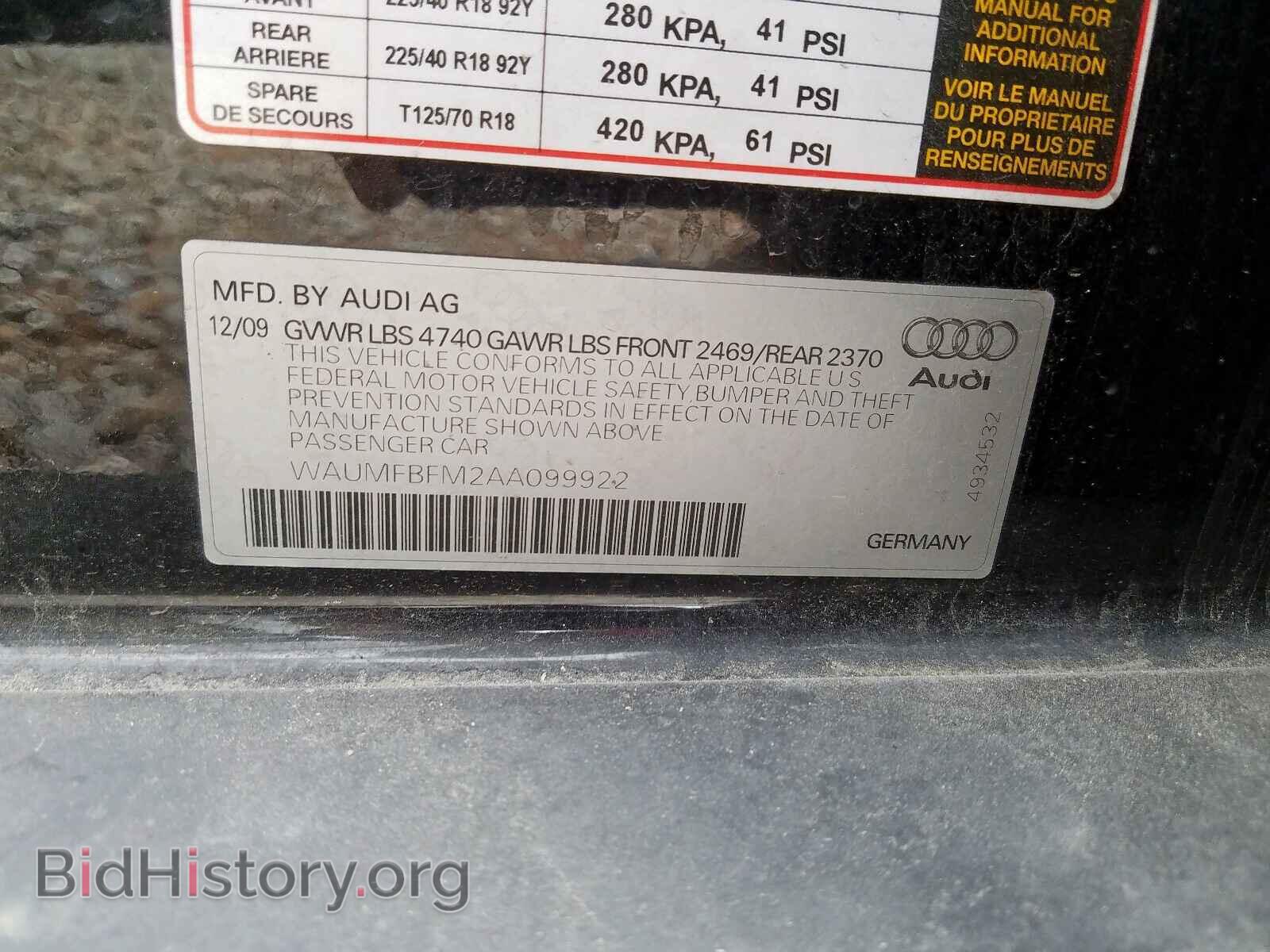 2010 AUDI A3 - VIN: WAUMFBFM2AA099922 - Фото 10