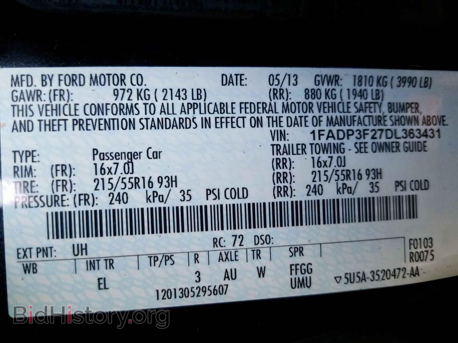 2013 FORD FOCUS - VIN: 1FADP3F27DL363431 - Фото 10