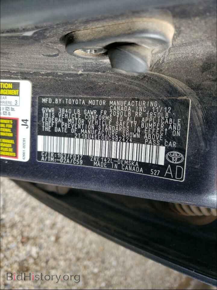 2013 TOYOTA COROLLA - VIN: 2T1BU4EE0DC982424 - Фото 10