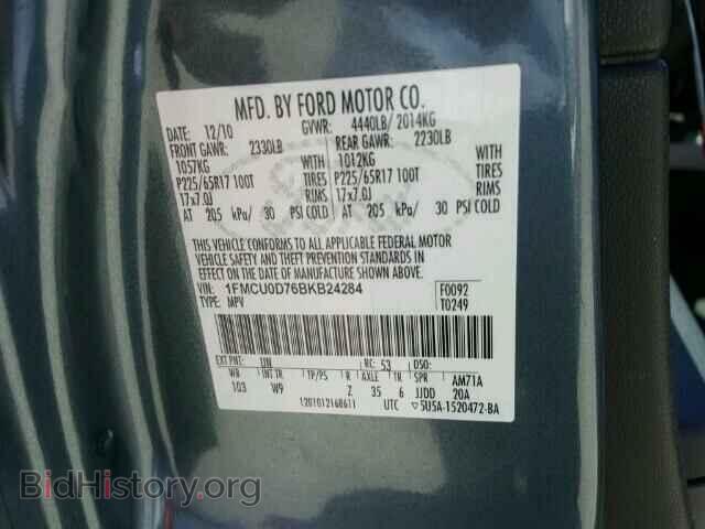 2011 FORD ESCAPE - VIN: 1FMCU0D76BKB24284 - Фото 10