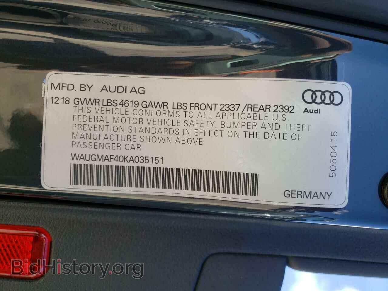 2019 AUDI A4 - VIN: WAUGMAF40KA035151 - Фото 10