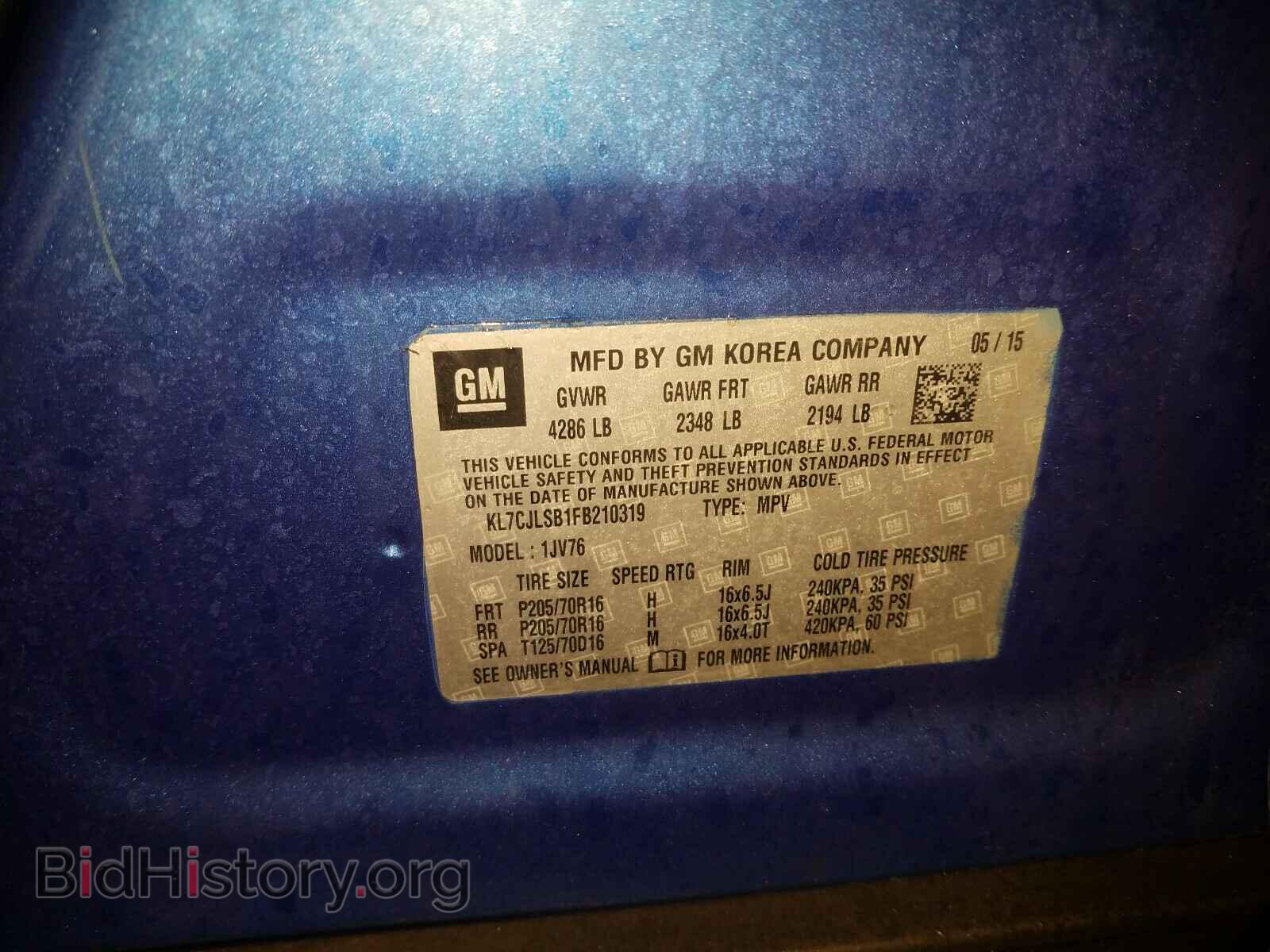 2015 CHEVROLET TRAX - VIN: KL7CJLSB1FB210319 - Photo 10