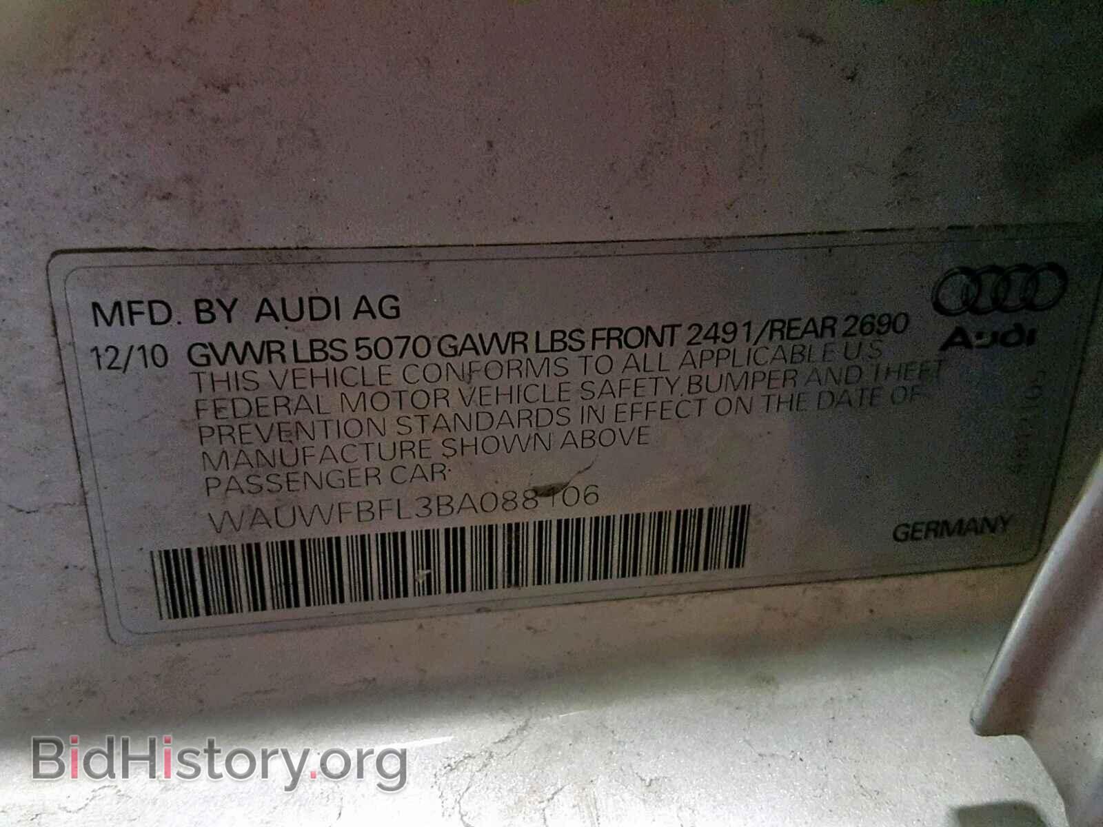 2011 AUDI A4 - VIN: WAUWFBFL3BA088106 - Photo 10