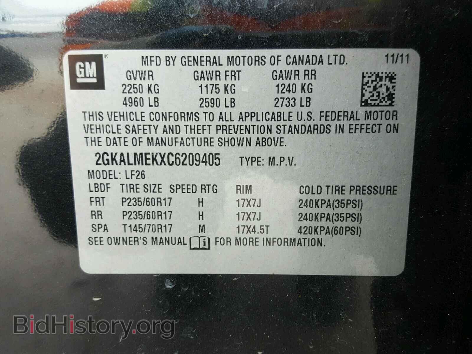 2012 GMC TERRAIN - VIN: 2GKALMEKXC6209405 - Photo 10