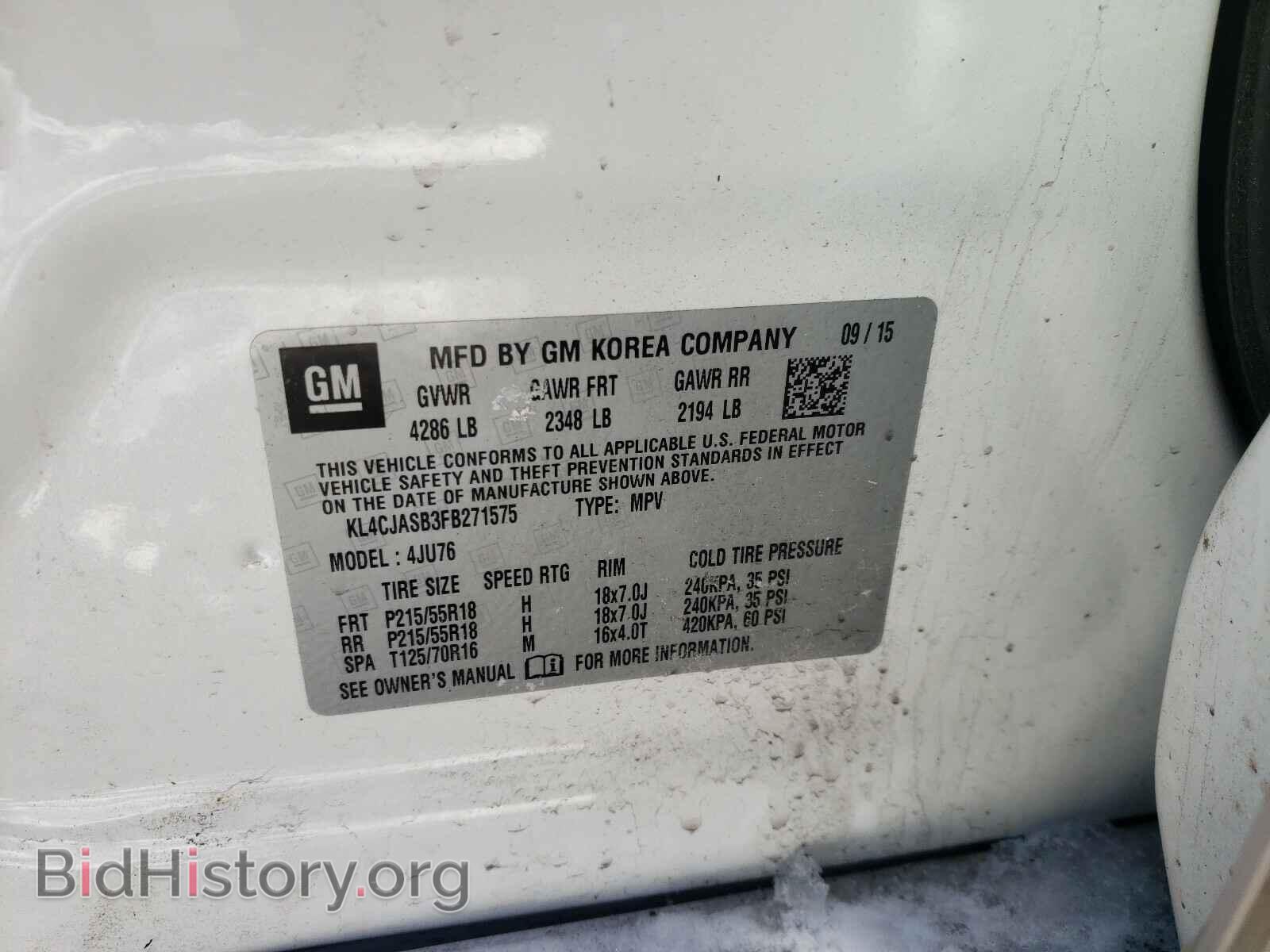 2015 BUICK ENCORE - VIN: KL4CJASB3FB271575 - Фото 10