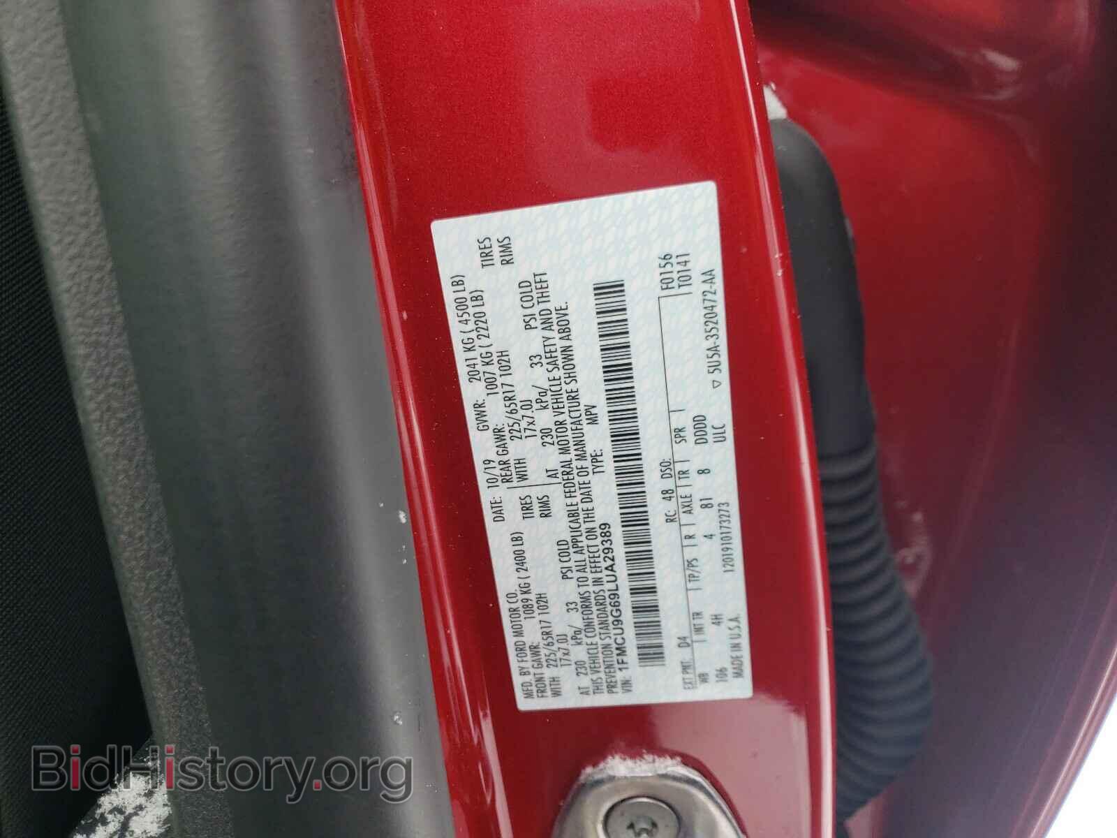 2020 FORD ESCAPE - VIN: 1FMCU9G69LUA29389 - Фото 10