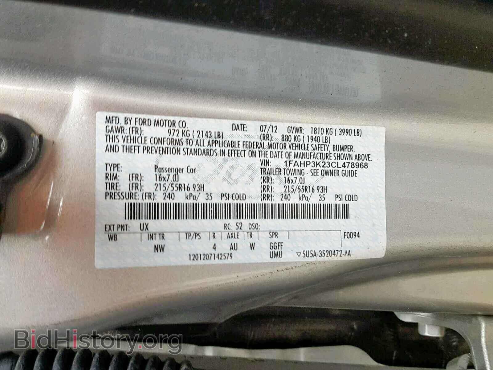 2012 FORD FOCUS SE - VIN: 1FAHP3K23CL478968 - Фото 10