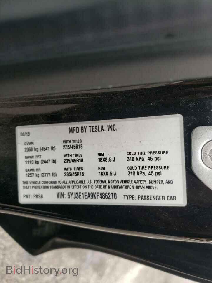 2019 TESLA MODEL 3 - VIN: 5YJ3E1EA9KF486270 - Photo 10