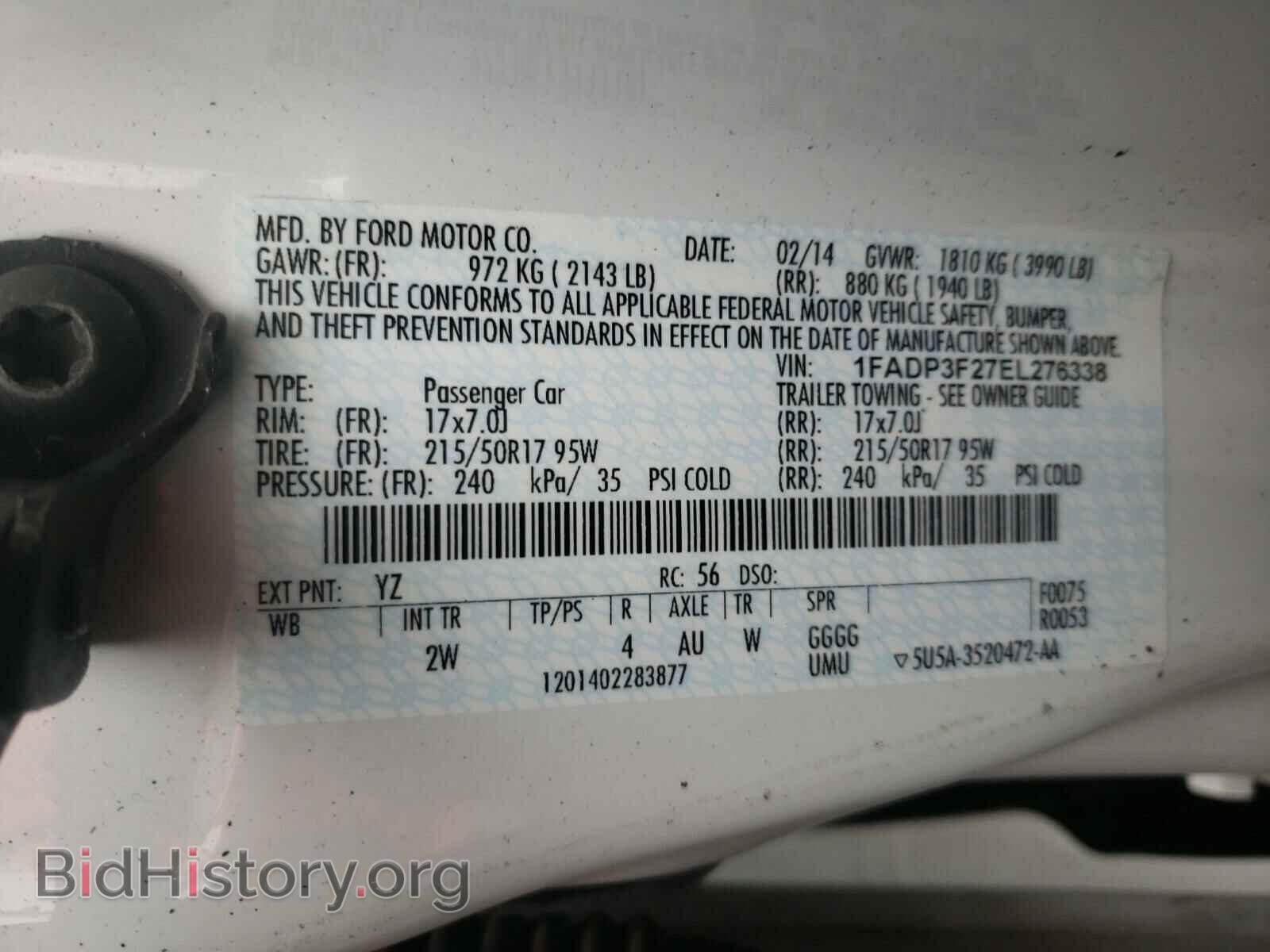 2014 FORD FOCUS - VIN: 1FADP3F27EL276338 - Фото 10