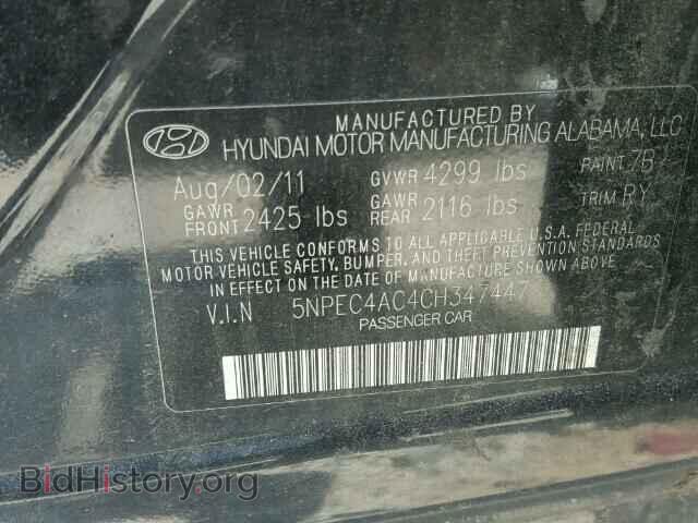 2012 HYUNDAI SONATA - VIN: 5NPEC4AC4CH347447 - Фото 10