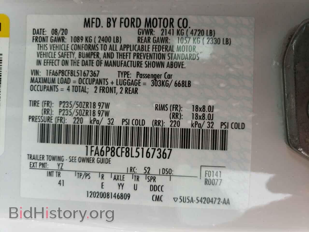 2020 FORD MUSTANG - VIN: 1FA6P8CF8L5167367 - Фото 10