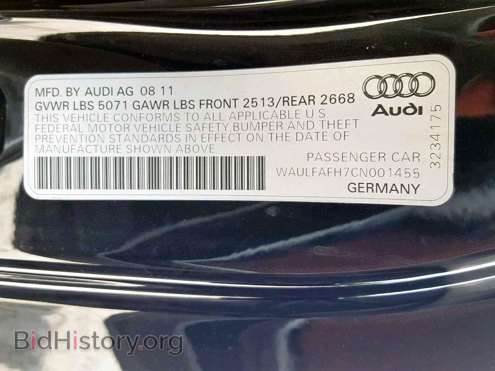2012 AUDI A5 PREMIUM - VIN: WAULFAFH7CN001455 - Photo 10