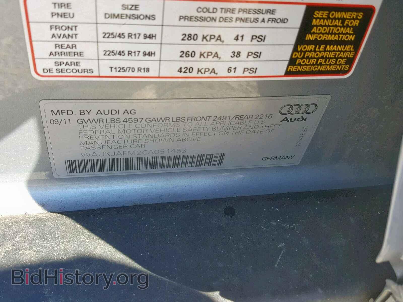 2012 AUDI A3 - VIN: WAUKJAFM2CA051453 - Фото 10