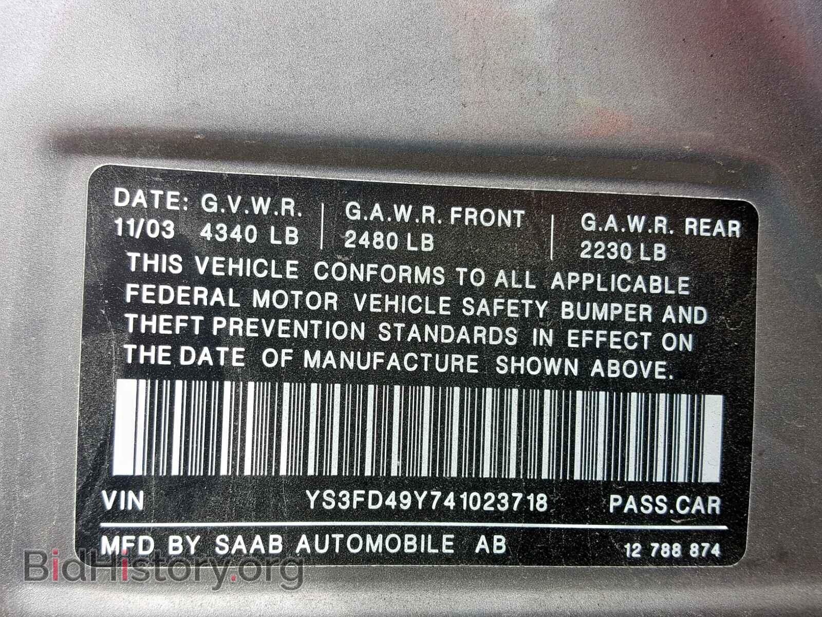 2004 SAAB 9 3 - VIN: YS3FD49Y741023718 - Фото 10