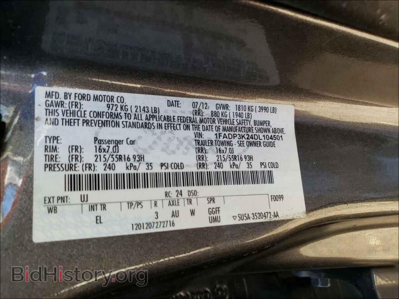 2013 FORD FOCUS - VIN: 1FADP3K24DL104501 - Фото 10