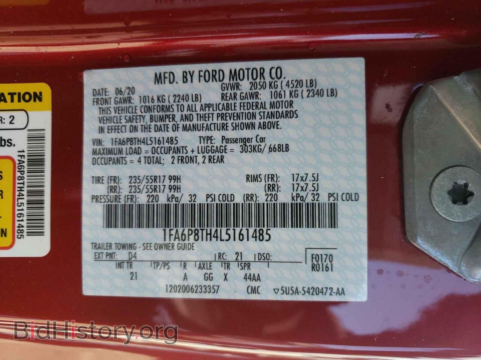 2020 FORD MUSTANG - VIN: 1FA6P8TH4L5161485 - Фото 10