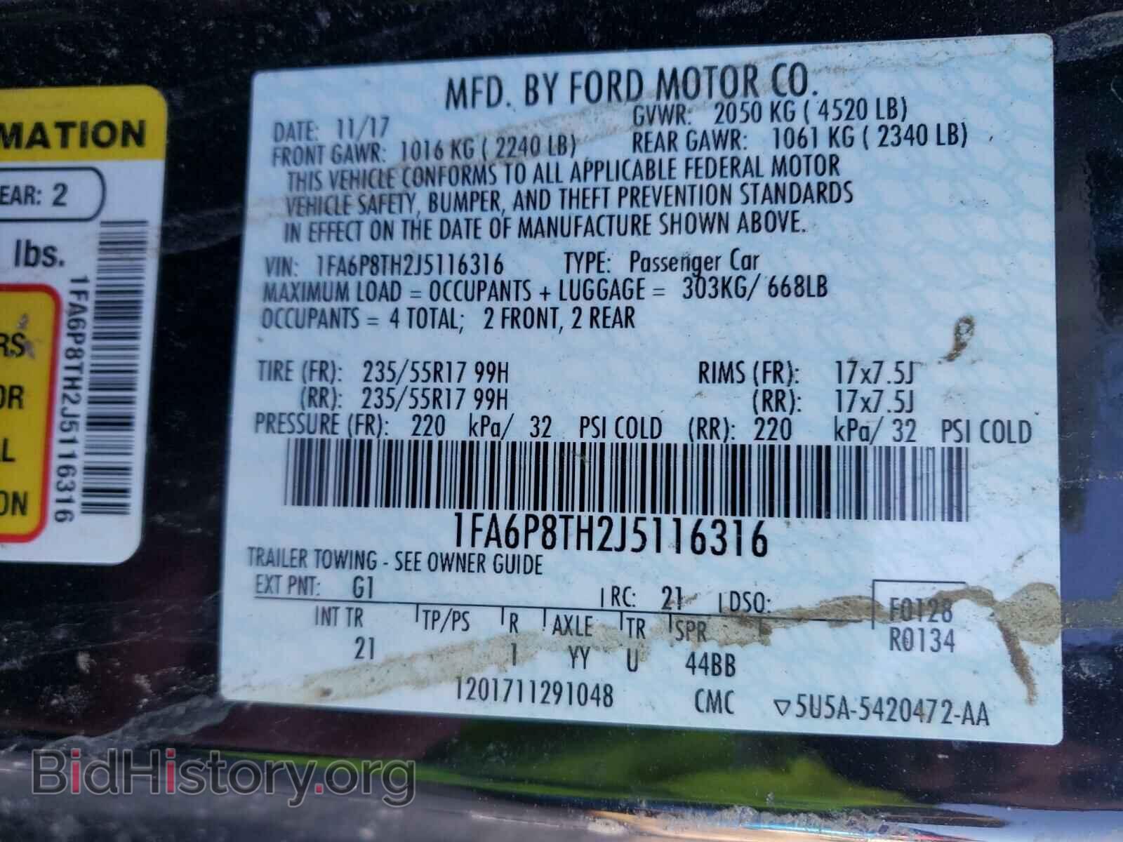 2018 FORD MUSTANG - VIN: 1FA6P8TH2J5116316 - Фото 10