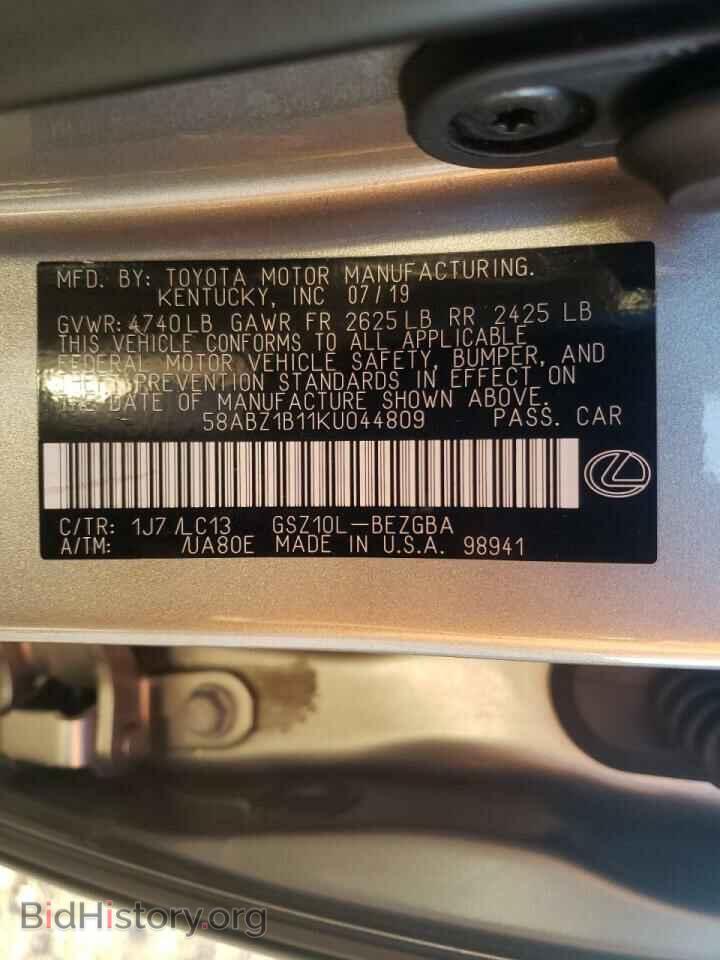 2019 LEXUS ES350 - VIN: 58ABZ1B11KU044809 - Фото 10