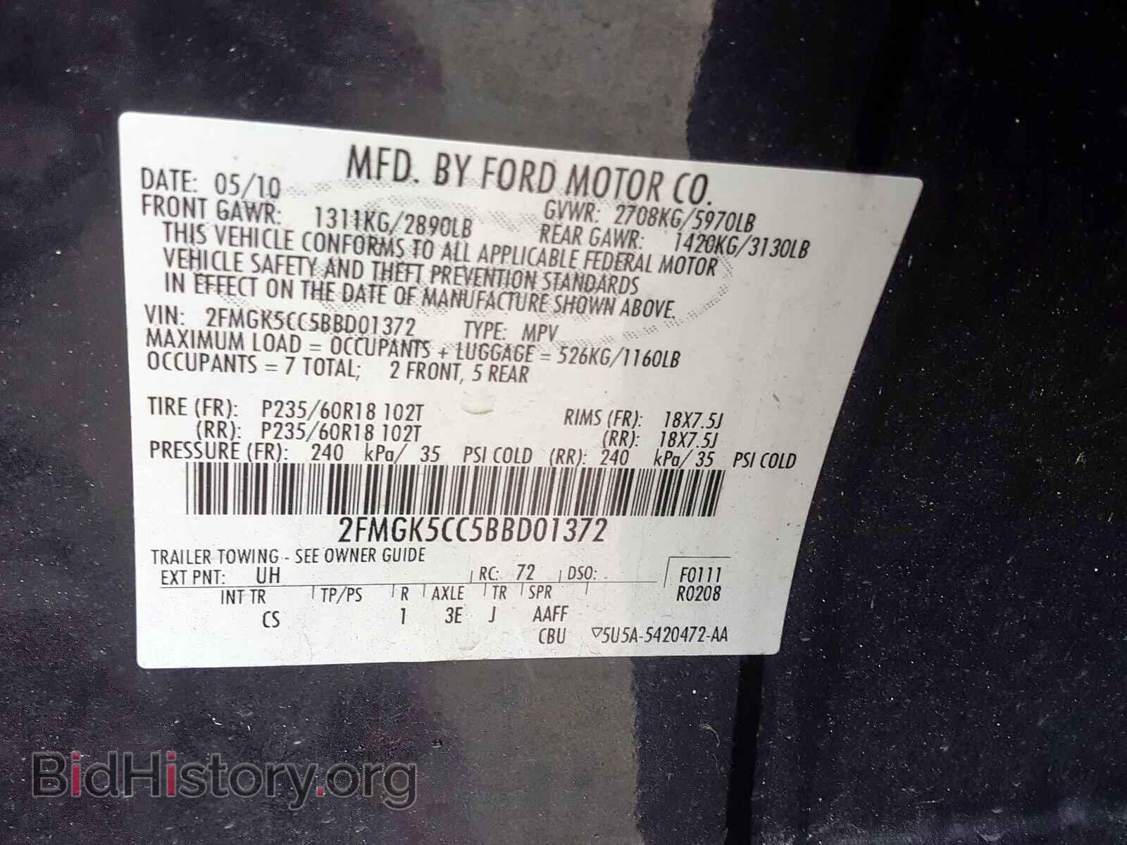 2011 FORD FLEX - VIN: 2FMGK5CC5BBD01372 - Photo 10