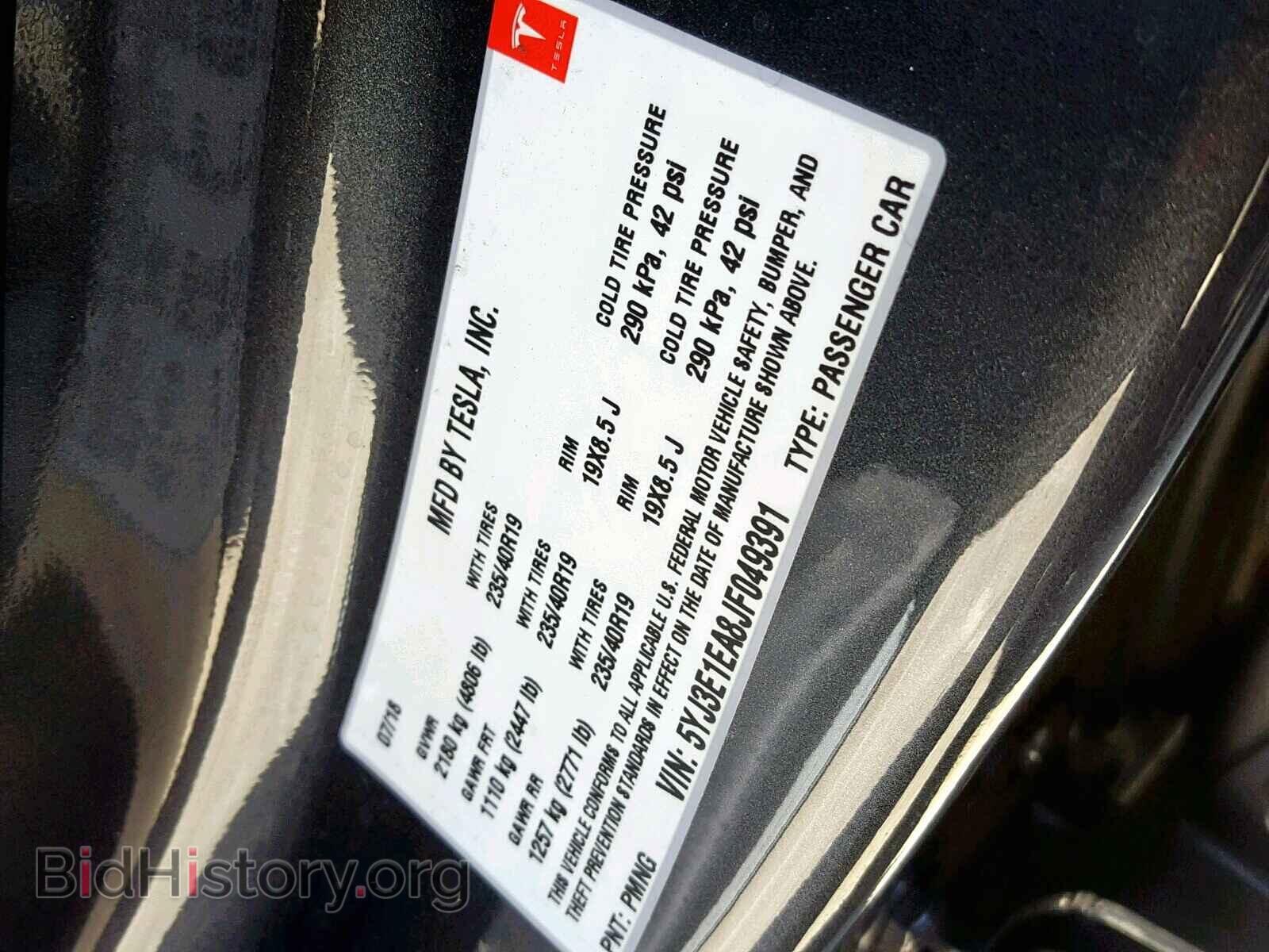 2018 TESLA MODEL 3 - VIN: 5YJ3E1EA8JF049391 - Photo 10