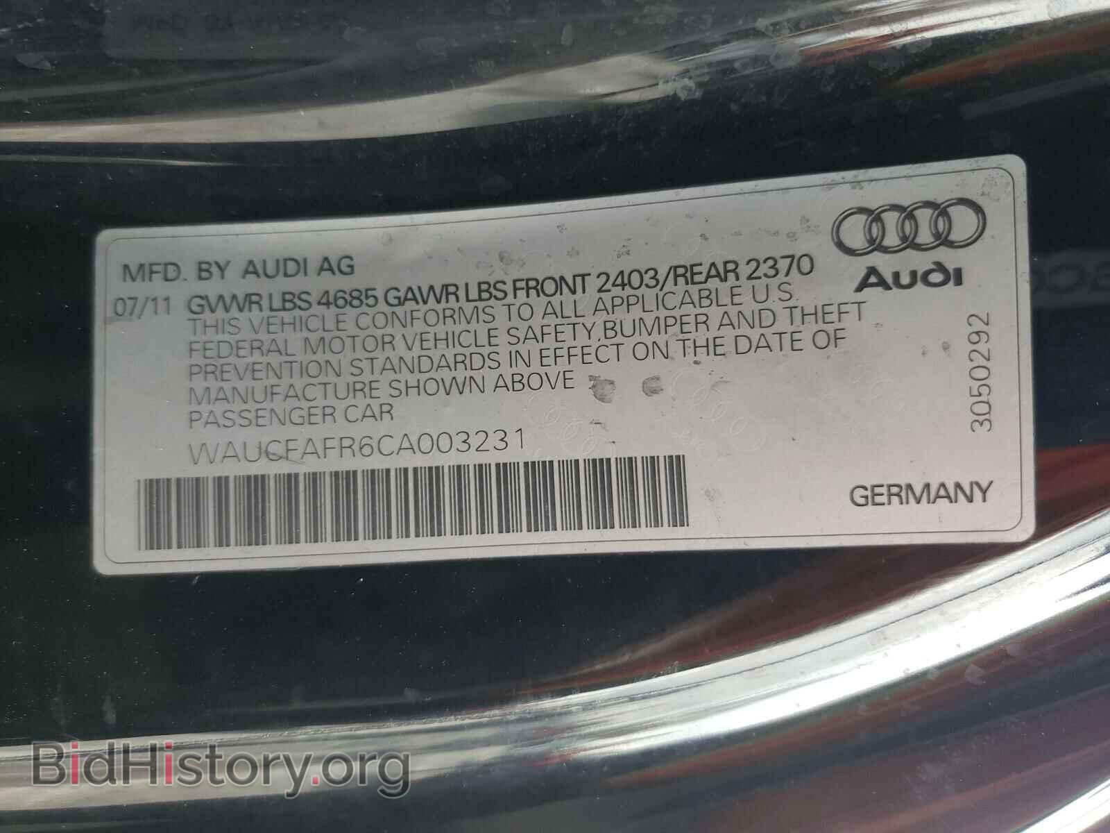 2012 AUDI A5 - VIN: WAUCFAFR6CA003231 - Фото 10