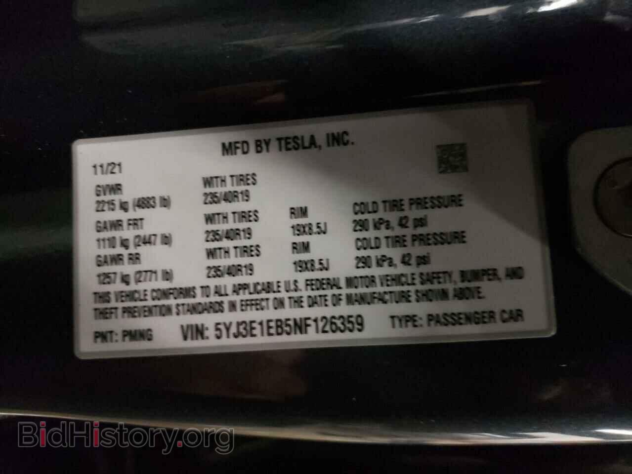 2022 TESLA MODEL 3 - VIN: 5YJ3E1EB5NF126359 - Фото 10