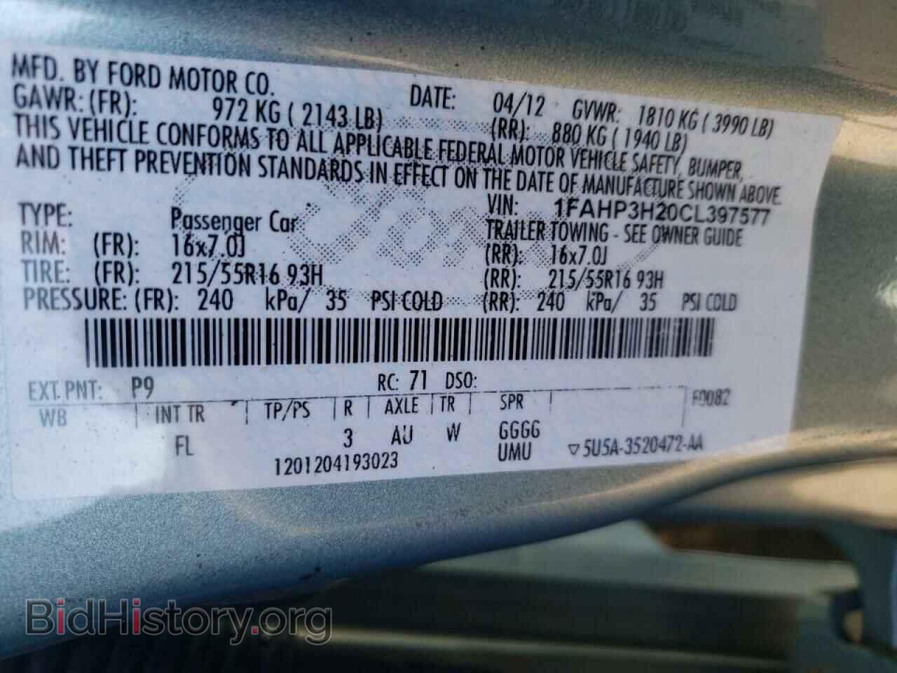 2012 FORD FOCUS - VIN: 1FAHP3H20CL397577 - Photo 10