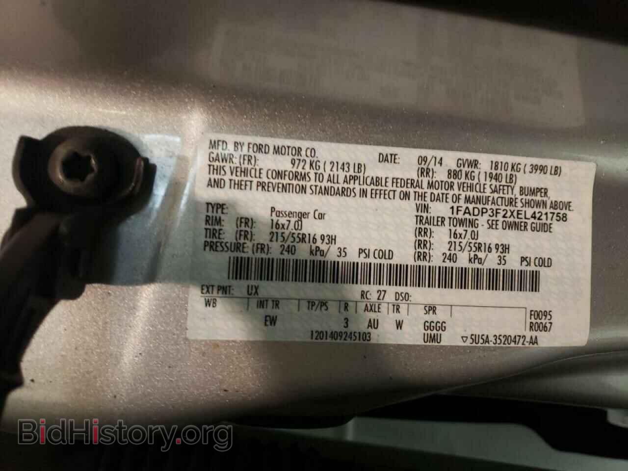 2014 FORD FOCUS - VIN: 1FADP3F2XEL421758 - Фото 10