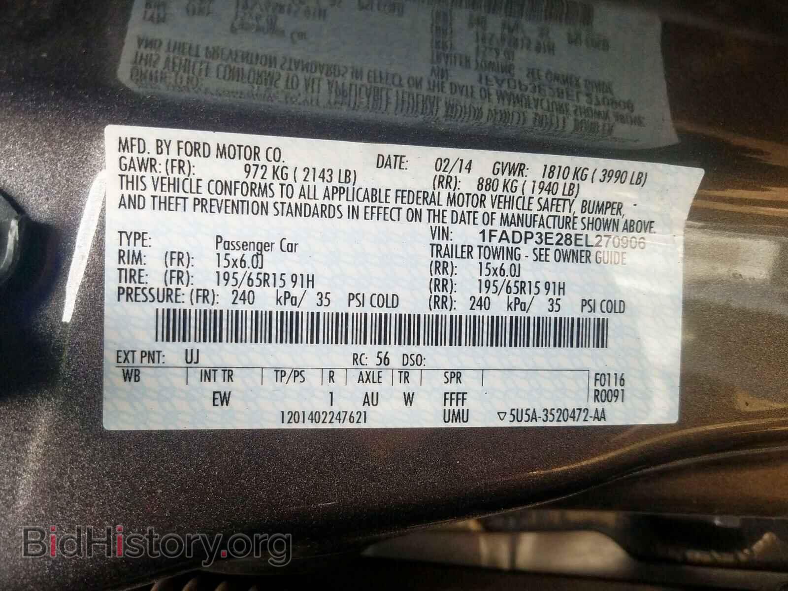 2014 FORD FOCUS - VIN: 1FADP3E28EL270906 - Фото 10