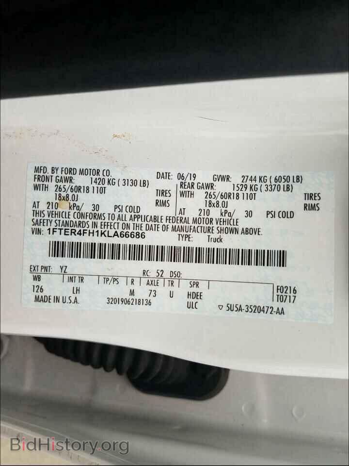 2019 FORD RANGER - VIN: 1FTER4FH1KLA66686 - Фото 10